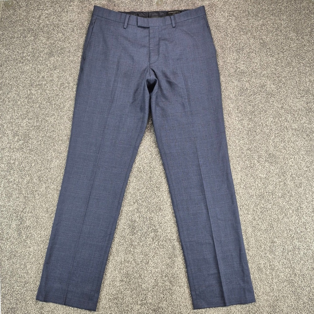 Banana Republic Dress Pants Mens 32x32 Navy Blue Plaid Slim Fit